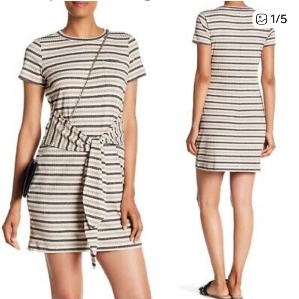 New W Tags Med Rebecca Minkoff Beige And Black Striped Dress
